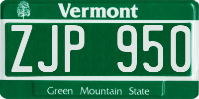 VT license plate ZJP950