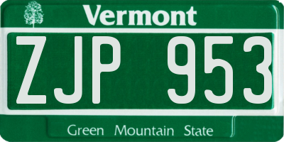 VT license plate ZJP953