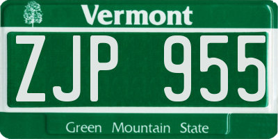 VT license plate ZJP955