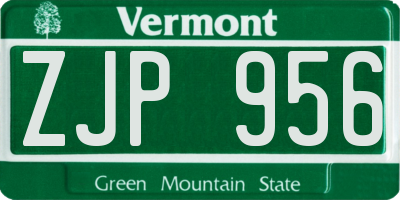VT license plate ZJP956