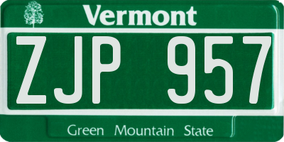 VT license plate ZJP957