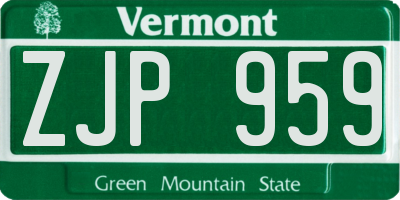 VT license plate ZJP959