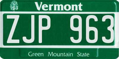 VT license plate ZJP963