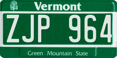 VT license plate ZJP964
