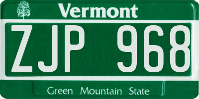 VT license plate ZJP968