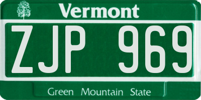 VT license plate ZJP969