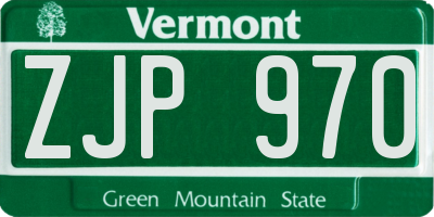 VT license plate ZJP970