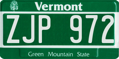 VT license plate ZJP972