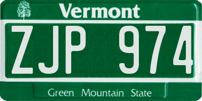 VT license plate ZJP974