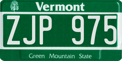 VT license plate ZJP975