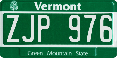 VT license plate ZJP976