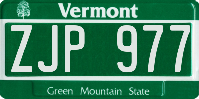 VT license plate ZJP977
