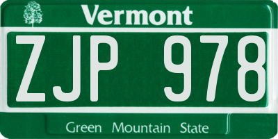 VT license plate ZJP978
