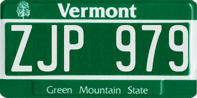 VT license plate ZJP979