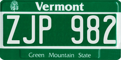 VT license plate ZJP982