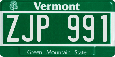 VT license plate ZJP991
