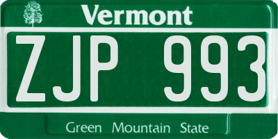 VT license plate ZJP993