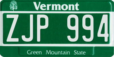 VT license plate ZJP994