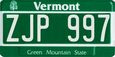 VT license plate ZJP997