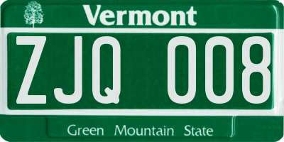 VT license plate ZJQ008