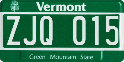 VT license plate ZJQ015