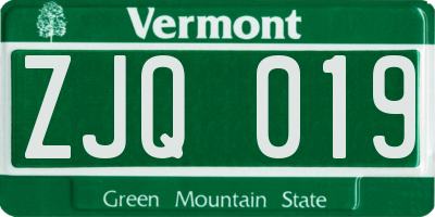 VT license plate ZJQ019