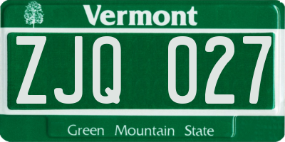 VT license plate ZJQ027