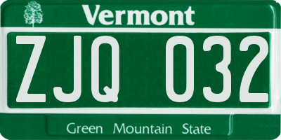 VT license plate ZJQ032
