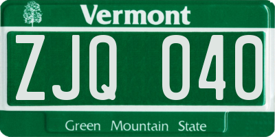 VT license plate ZJQ040