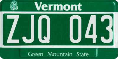 VT license plate ZJQ043