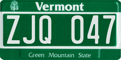 VT license plate ZJQ047