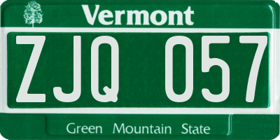 VT license plate ZJQ057