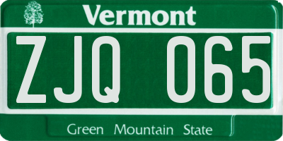 VT license plate ZJQ065