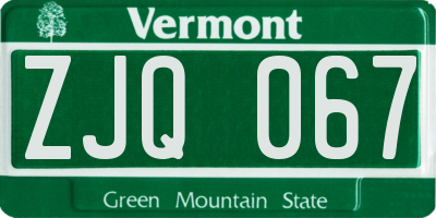 VT license plate ZJQ067
