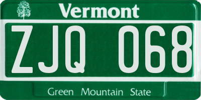 VT license plate ZJQ068