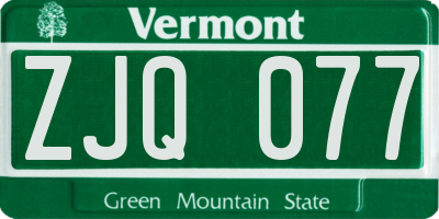 VT license plate ZJQ077