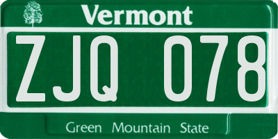 VT license plate ZJQ078