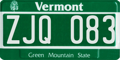 VT license plate ZJQ083