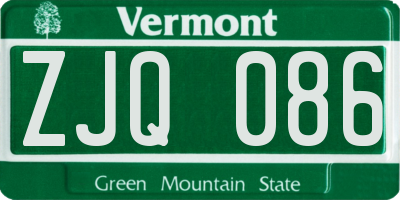 VT license plate ZJQ086