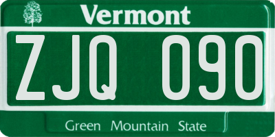 VT license plate ZJQ090