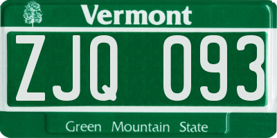 VT license plate ZJQ093