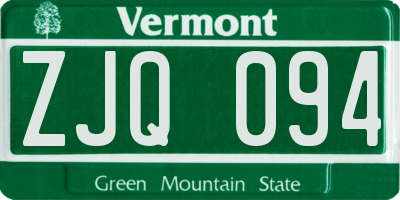 VT license plate ZJQ094
