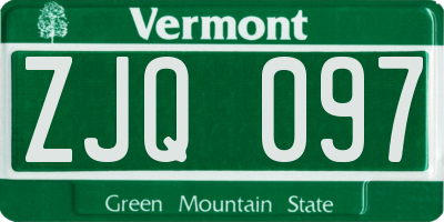 VT license plate ZJQ097