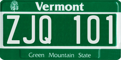 VT license plate ZJQ101