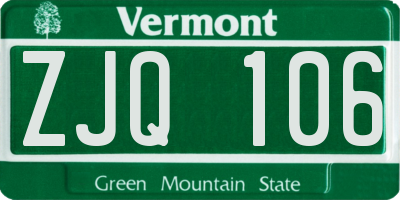 VT license plate ZJQ106