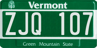 VT license plate ZJQ107
