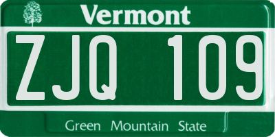 VT license plate ZJQ109