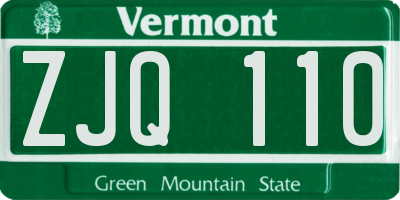 VT license plate ZJQ110