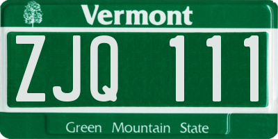 VT license plate ZJQ111
