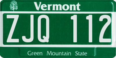 VT license plate ZJQ112